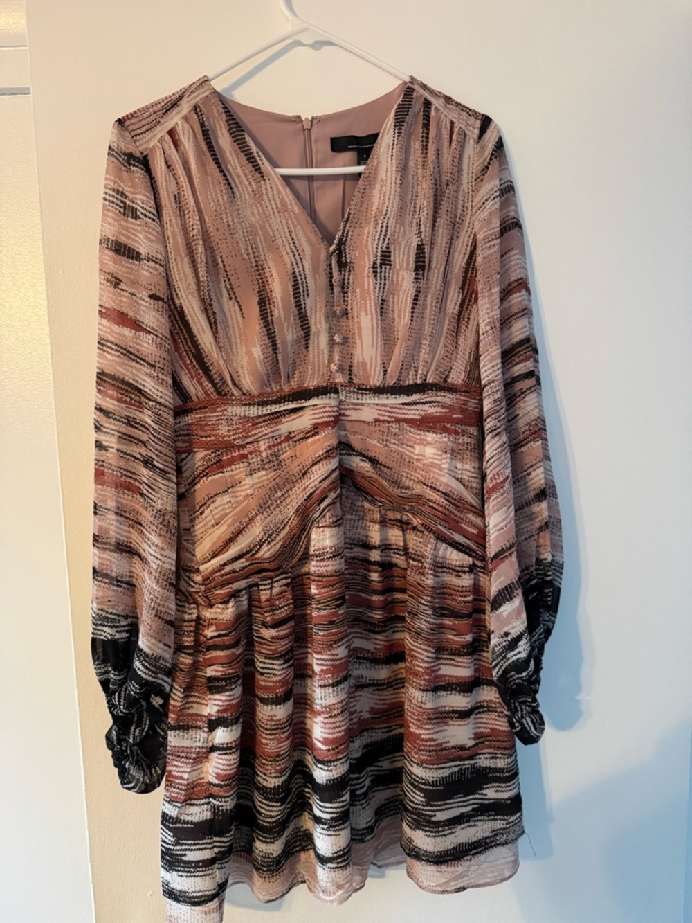 White House Black Market Pink and Black Printed Wrap Dress